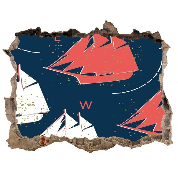 Hole wall sticker Ships at sea