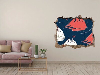 Hole wall sticker Ships at sea