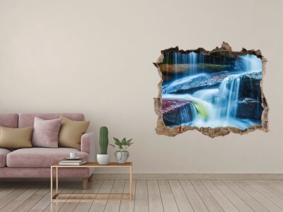 Hole wall sticker Waterfall among the rocks