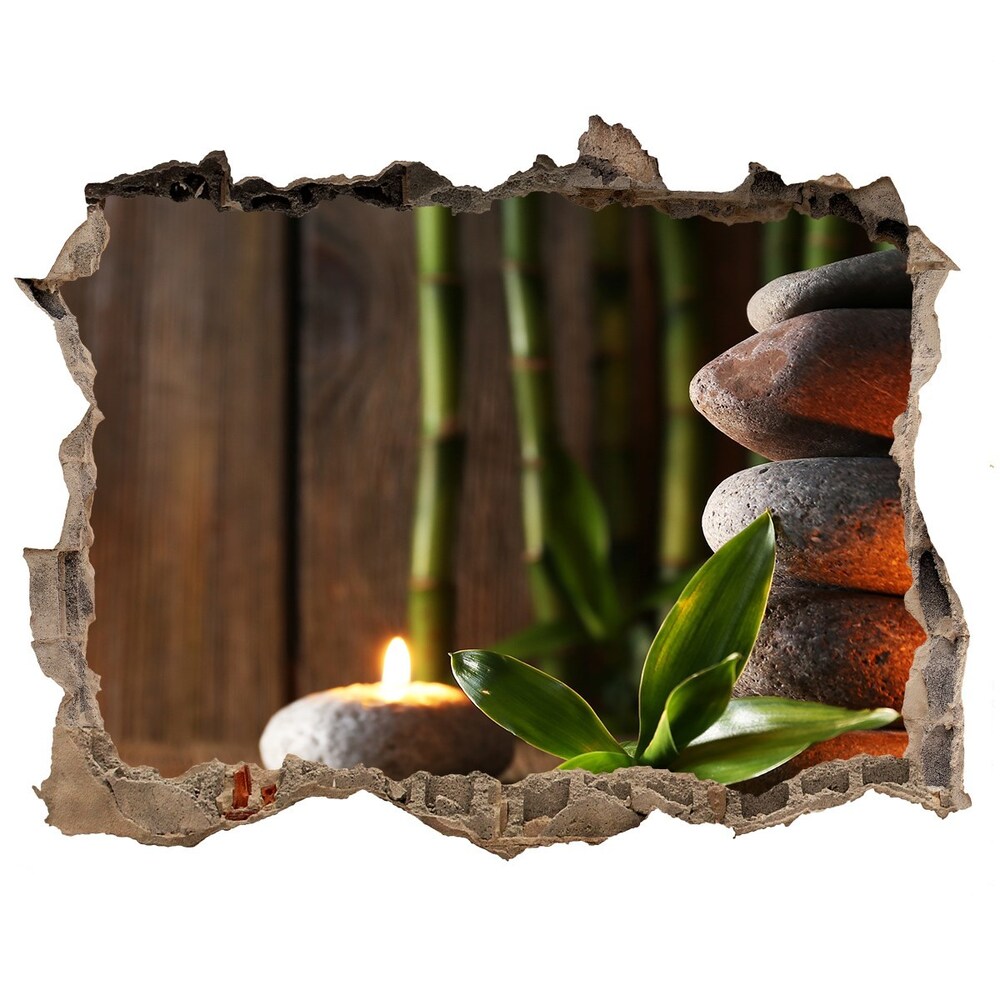 3D wall hole Zen bamboo stones