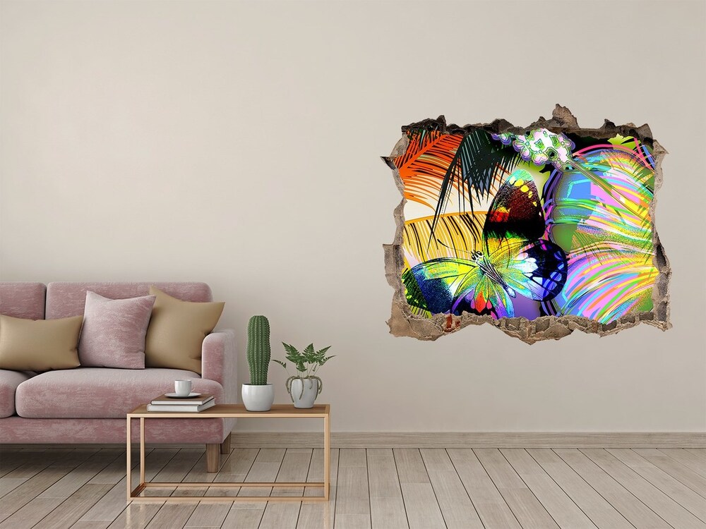 Hole wall sticker Flowers and butterfly