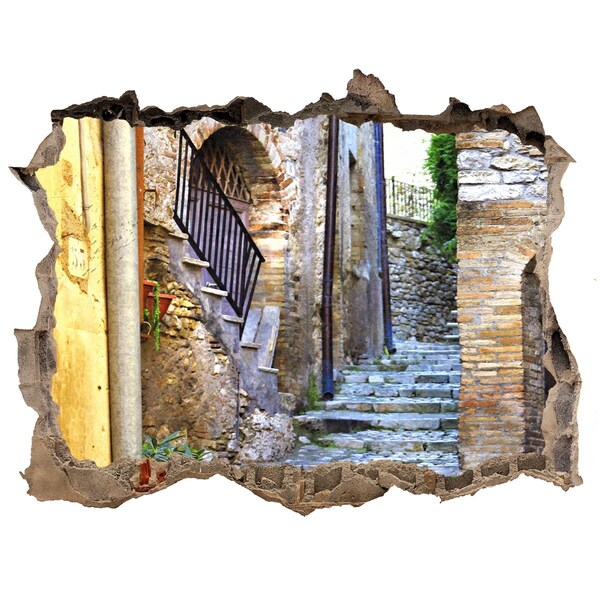 Hole wall sticker The charming streets of an Italian town