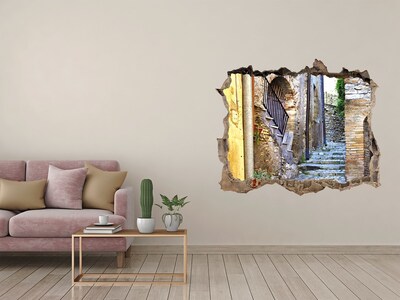 Hole wall sticker The charming streets of an Italian town