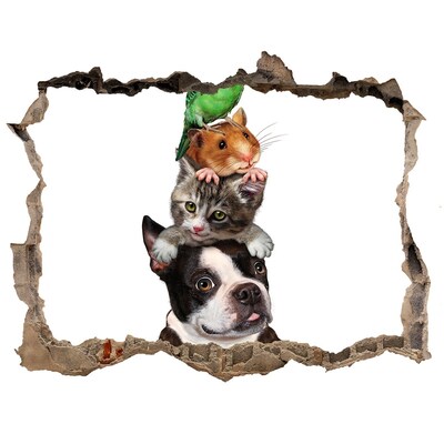 Hole wall sticker Animal Friendship Tower