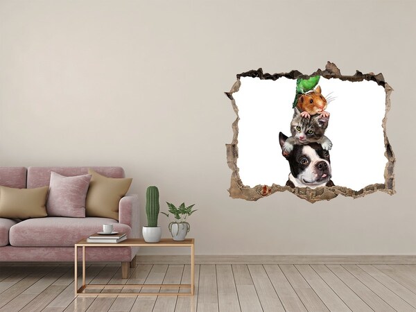 Hole wall sticker Animal Friendship Tower