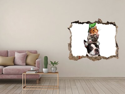 Hole wall sticker Animal group