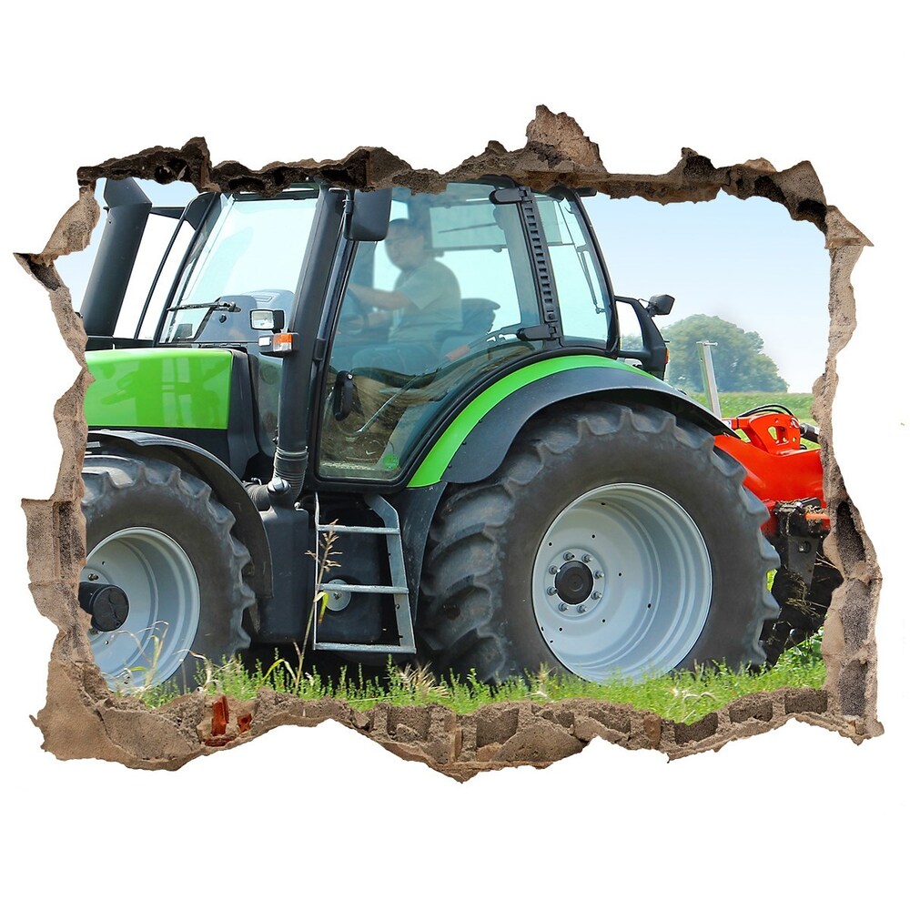 Hole in the wall sticker Tractor in the field