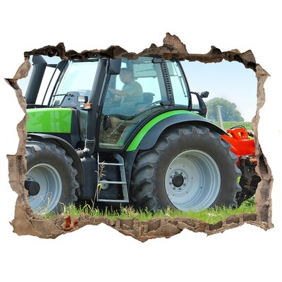 Hole in the wall sticker Tractor in the field