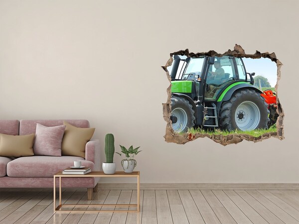 Hole in the wall sticker Tractor in the field