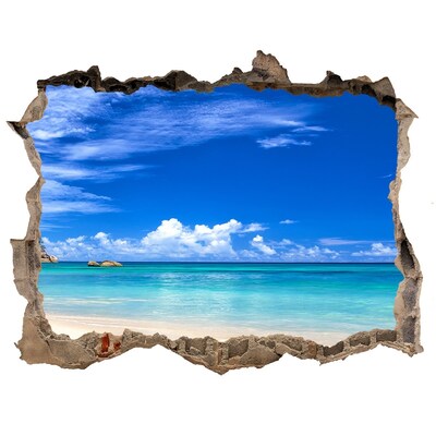 3D wall hole wallpaper Caribbean Beach through the Hole in the Wall