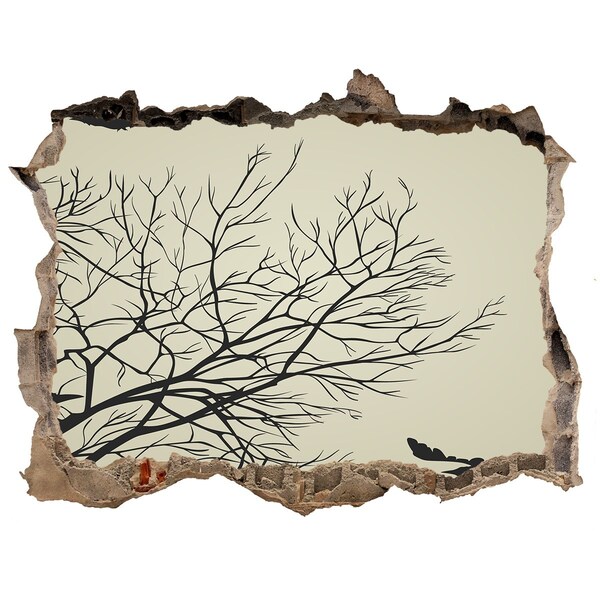 3D wall hole wallpaper Dead forest behind the destroyed wall