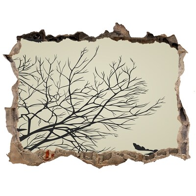 3D wall hole wallpaper Dead forest behind the destroyed wall