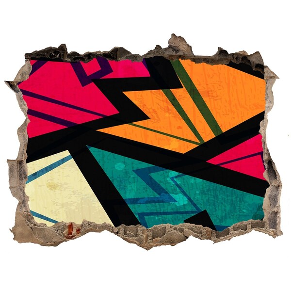 3D wall hole wallpaper A colorful mural in a hole in the wall