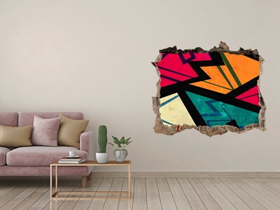 3D wall hole wallpaper A colorful mural in a hole in the wall