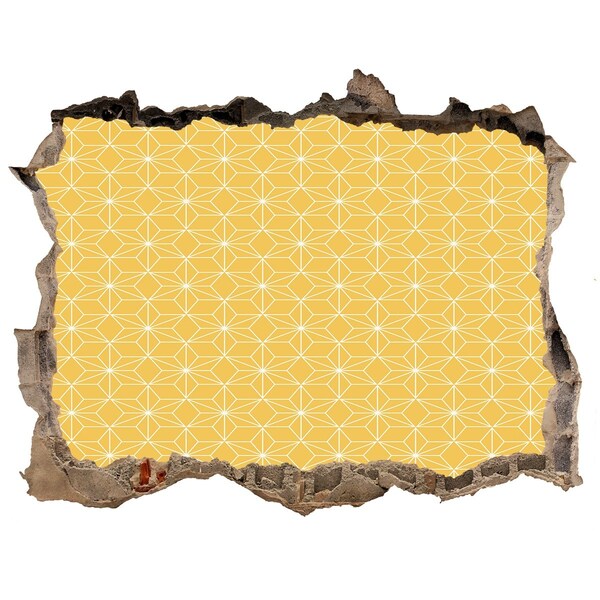 Hole in the wall decal Golden geometry against a concrete background