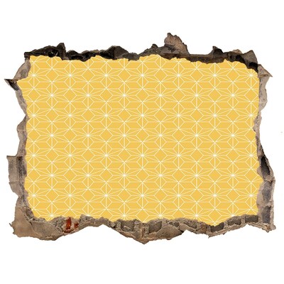 Hole in the wall decal Golden geometry against a concrete background