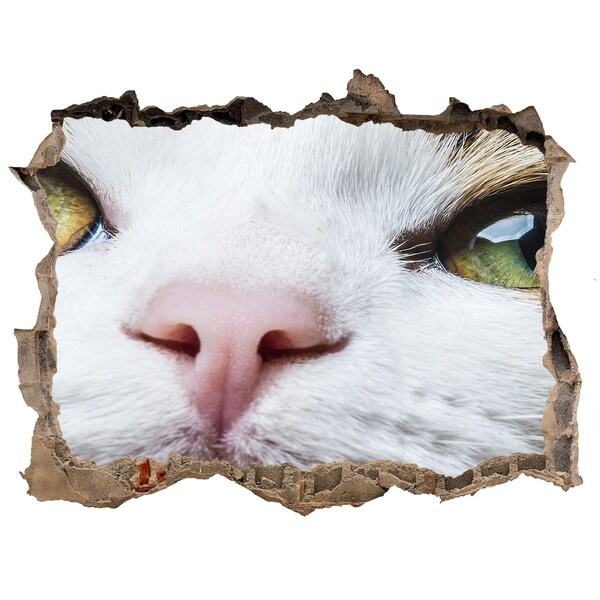 3D wall hole wallpaper Green cat eyes