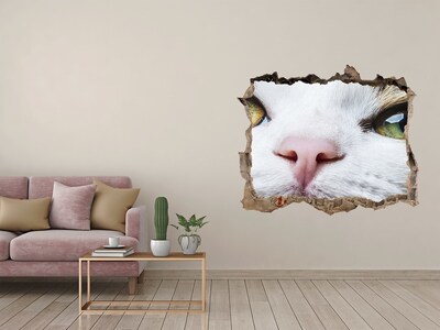 3D wall hole wallpaper The cat in the wall