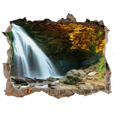 Hole in the wall decal Waterfall in the autumn forest