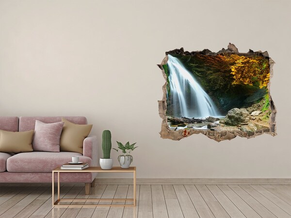 Hole in the wall decal Waterfall in the autumn forest