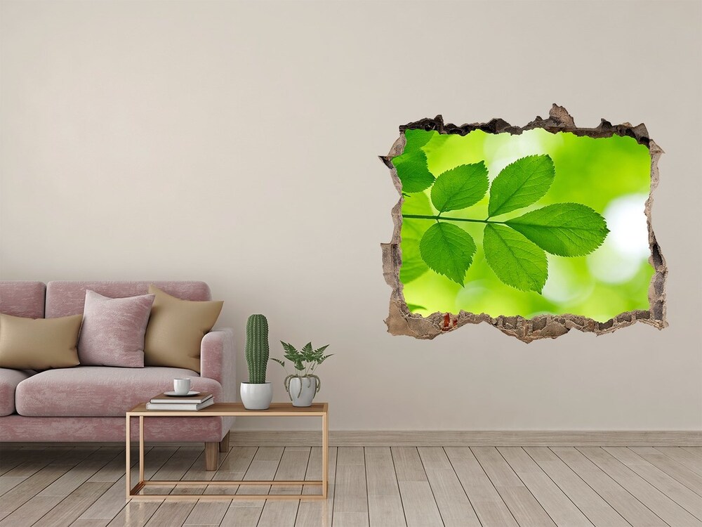 Hole in the wall decal Green leaves