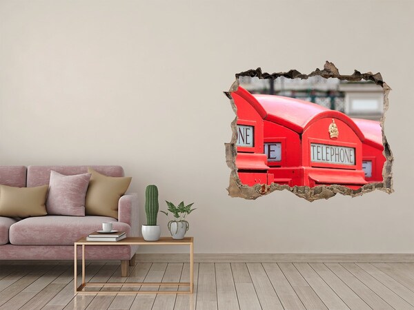 3D wall hole British telephone boxes