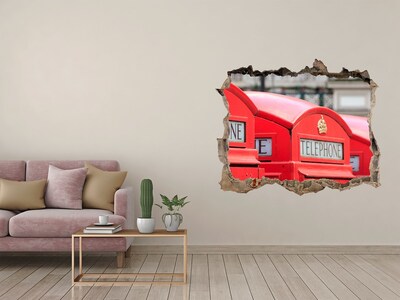 3D wall hole British telephone boxes