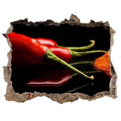 Hole wall sticker Chili peppers on a black background