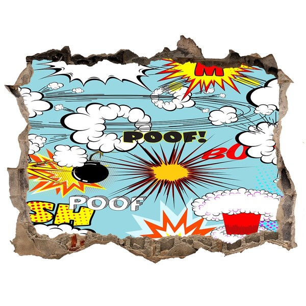 Hole wall sticker Creative Comic Explosion