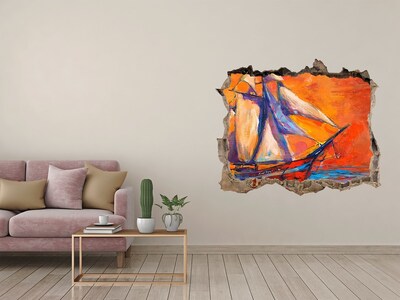 Hole wall sticker Sunset at sea