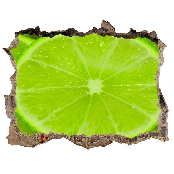3D wall hole wallpaper Juicy lime in concrete