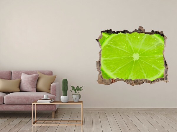3D wall hole wallpaper Juicy lime in concrete