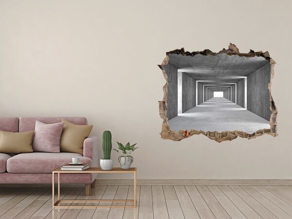 Hole in the wall decal Empty concrete corridor