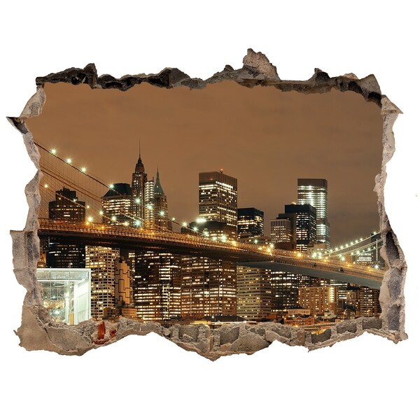 Hole in the wall decal New York skyline at night