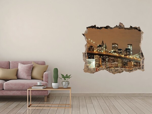 Hole in the wall decal New York skyline at night