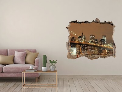 Hole in the wall decal New York skyline at night