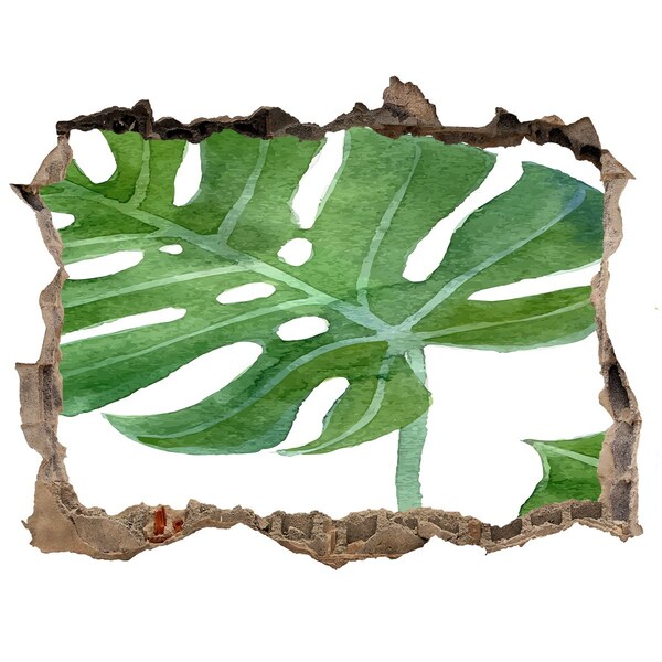 Hole in the wall sticker Green monstera in concrete