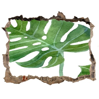 Hole in the wall sticker Green monstera in concrete