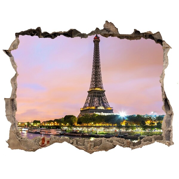 Hole in the wall sticker The Eiffel Tower at dusk