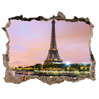 Hole in the wall sticker The Eiffel Tower at dusk