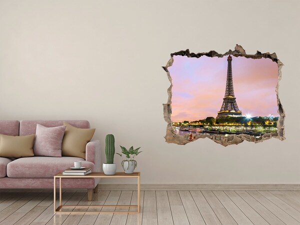 Hole in the wall sticker The Eiffel Tower at dusk