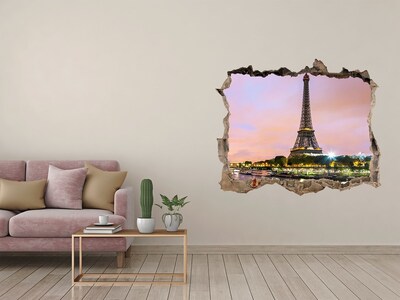 Hole in the wall sticker The Eiffel Tower at dusk