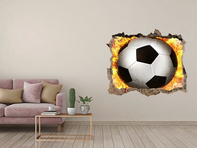 Hole in the wall sticker Football on fire