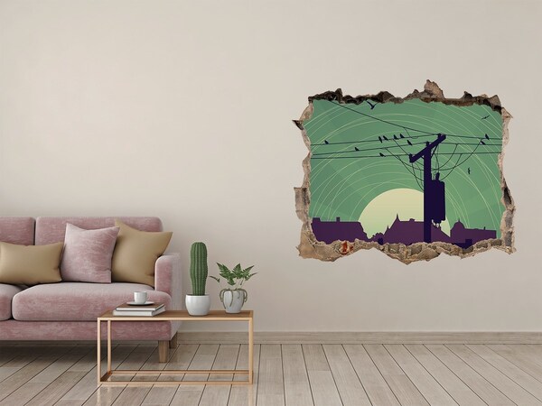 Hole in the wall decal Birds city