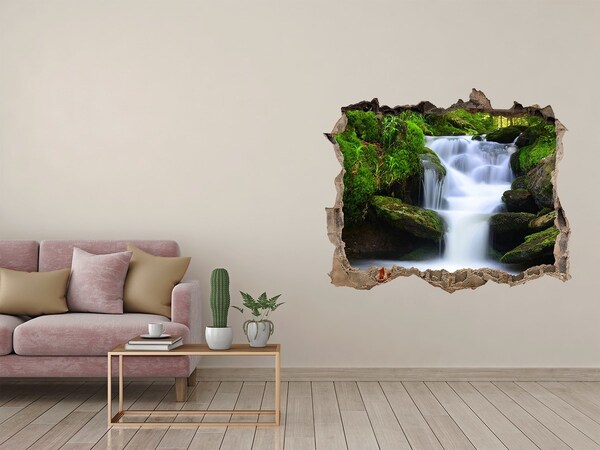 Hole wall sticker Waterfall in the forest