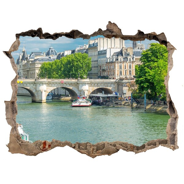 Hole in the wall sticker View of Paris through a hole in the wall