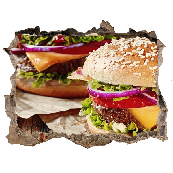 Hole wall sticker hamburgers