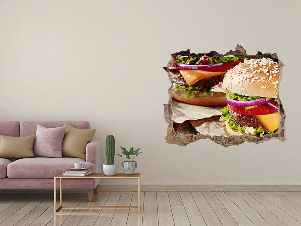 Hole wall sticker hamburgers