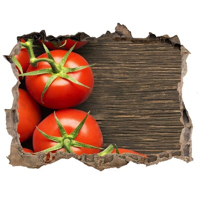 Hole wall sticker Tomatoes on wood