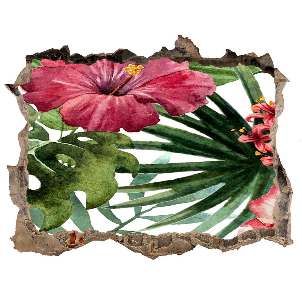 3D wall hole Tropical flowers